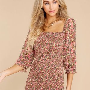 First kiss pink floral print dress